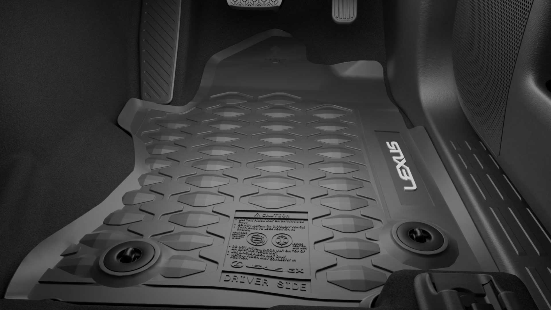 Image depicting optional Lexus All-Weather Rubber Floor Mats accessory. 