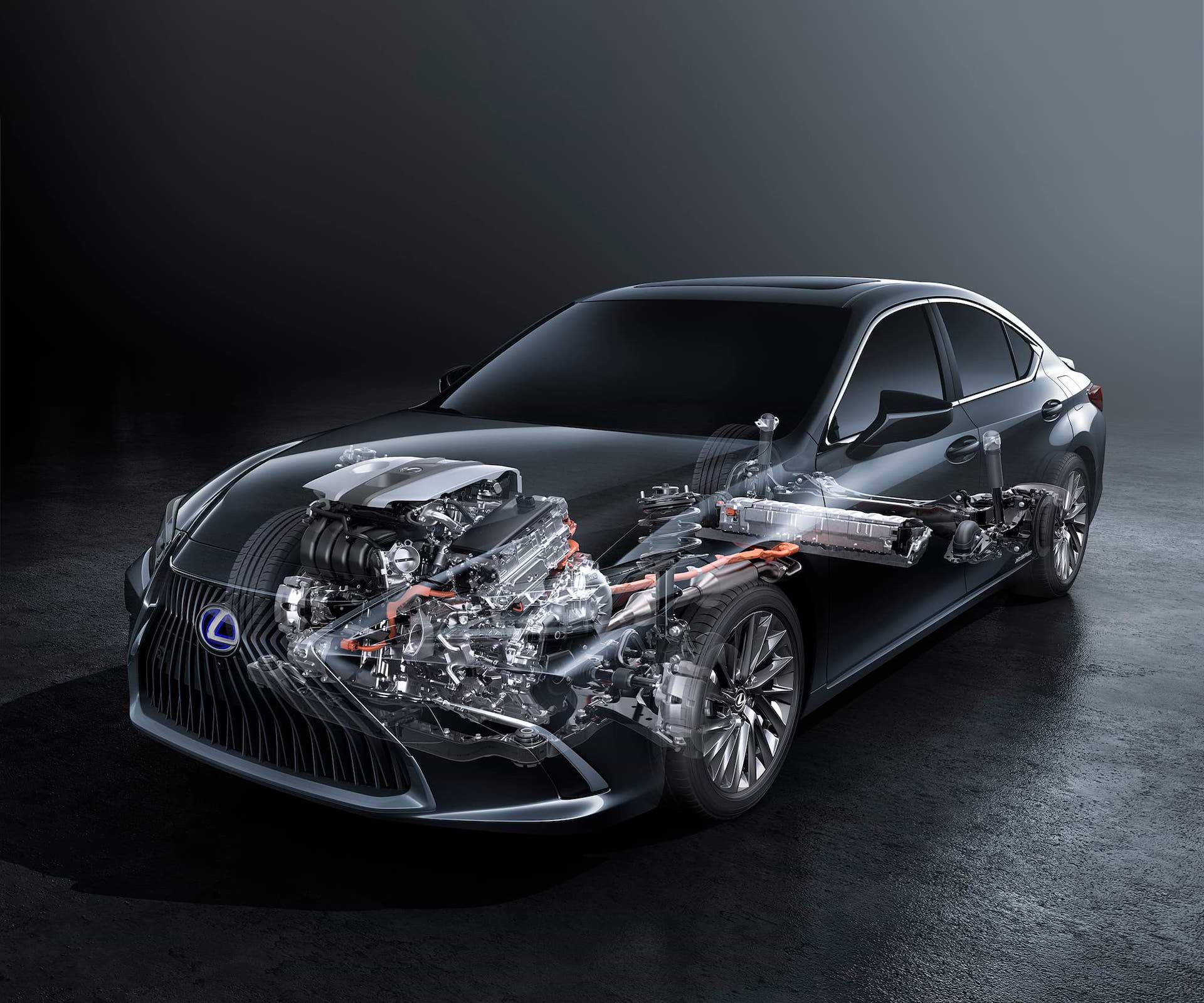 Prototype image of ES 300h powertrain.